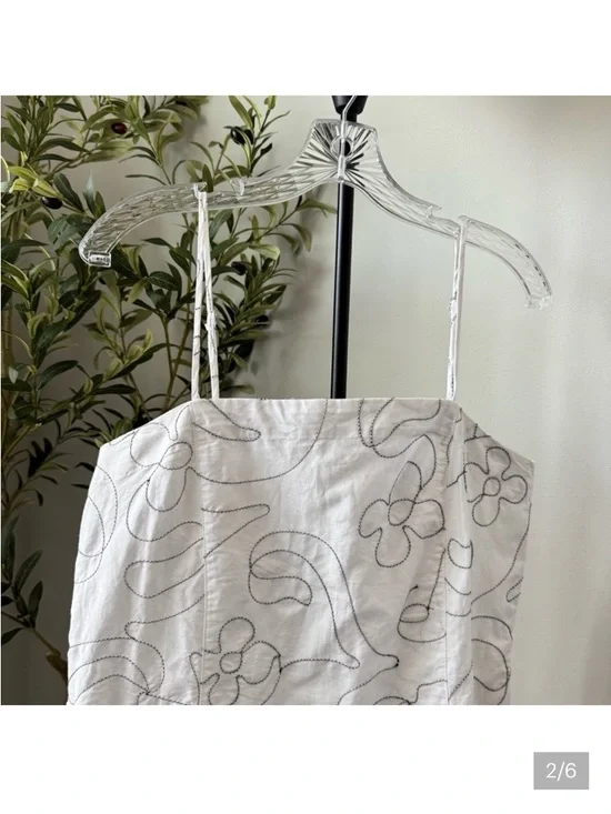 Madewell Goldie Mini Dress in 100% Linen Eyelet White 8 - Picture 2 of 5